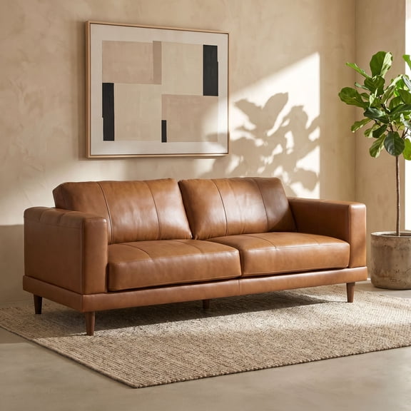 Society Den Hanson Leather Sofa, Assorted Colors