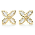 thumbnail image 1 of Lab White Sapphire Flower Earrings in 14K Yellow Gold, 1 of 4