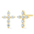thumbnail image 1 of 0.20 CT. T.W. Round Cut Diamond Cross Stud Earrings in 14K Gold, 1 of 5