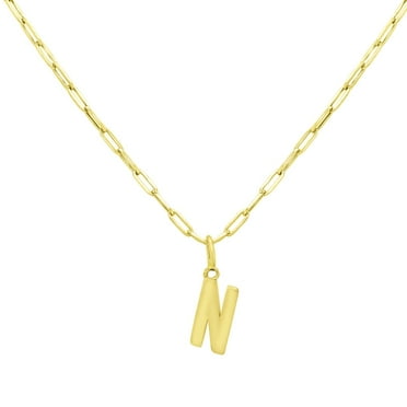 Initial Paperclip Chain Pendant Necklace in 14K Gold