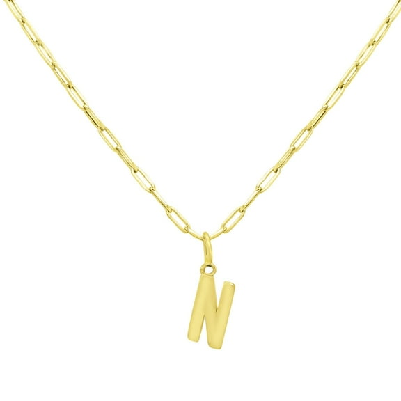 Initial Paperclip Chain Pendant Necklace in 14K Gold