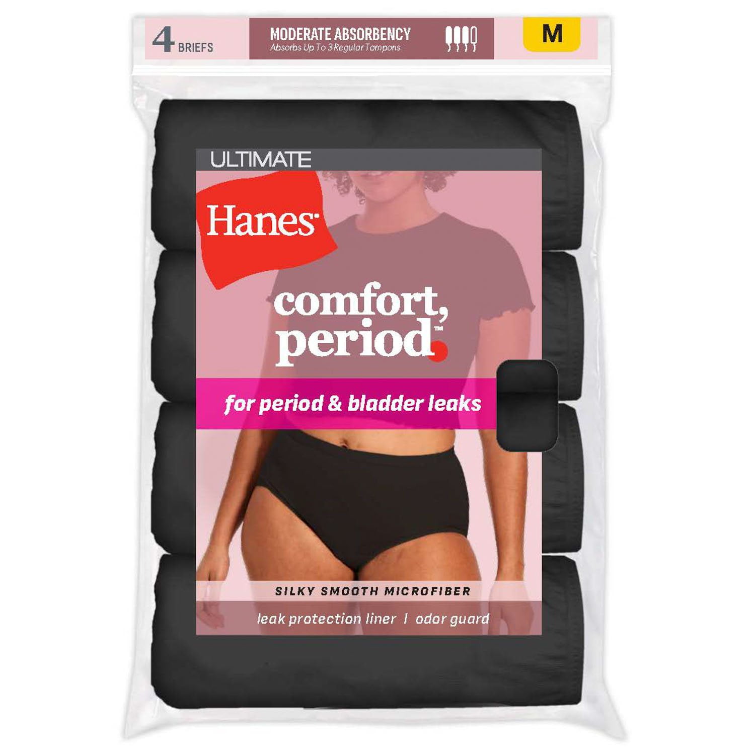 Hanes Mutandine Hipster Donna 3 Pezzi: Biancheria Intima Post-Parto E Mestruale Super Leaks – Nero/Concrete Heather/Nero