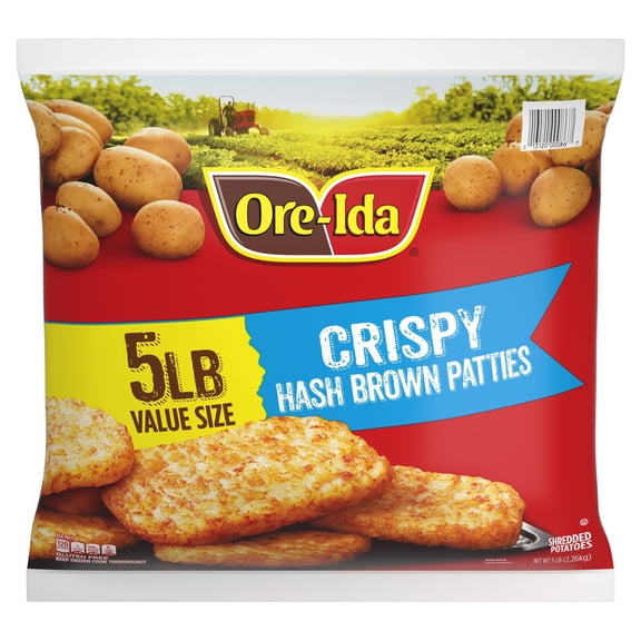Ore-Ida Crispy Hash Brown Patties, Shredded Potatoes, Frozen, 5 lb.