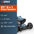 thumbnail image 2 of SENIX 21" 144cc 4-Cycle Gas Push Lawn Mower with 2-in-1 Side Discharge & Mulching, 2 of 5