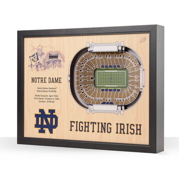 YouTheFan Notre Dame Fighting Irish 25-Layer Football Stadium View 3D Wall Art