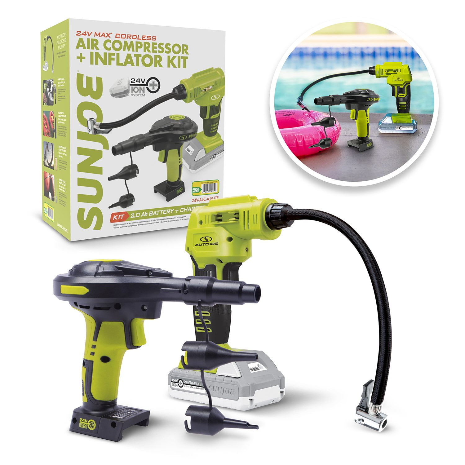 Sun Joe 24V Cordless High Volume Inflator & Portable Air