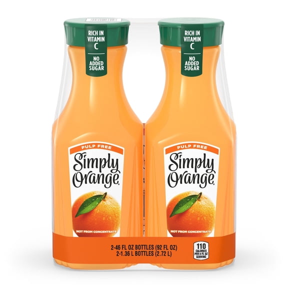 Simply Pulp-Free Orange Juice, 46 fl. oz., 2 pk.