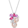 thumbnail image 1 of 7-9mm Round Freshwater Cultured Pearl & Gemstone Pendant Necklace in Sterling Silver, 1 of 5