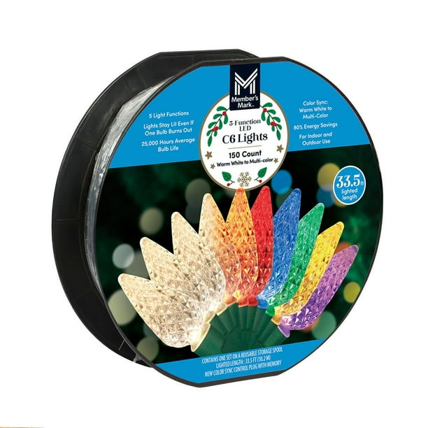 PERSONZ 　WONDERFUL MEMORIES LIGHT Member's Mark 150ct LED C6 Lights, 33.5' Lighted Length