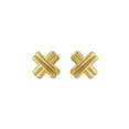 thumbnail image 1 of Ribbed "X" Stud Earrings in 14K Gold, 1 of 4