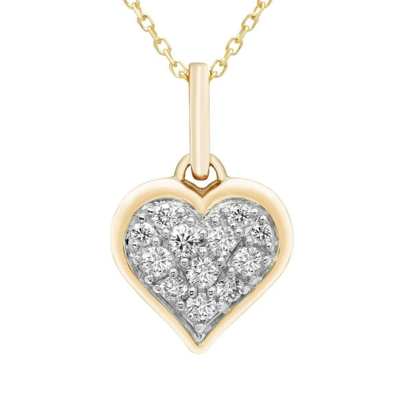 0.25 CT. T.W. Round Cut Pavé Diamond Heart Pendant Necklace in 14K Gold