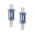 thumbnail image 2 of Emerald Cut Gemstone & 0.12 CT. TW Diamond Stud Earrings in 14K Gold, 2 of 4