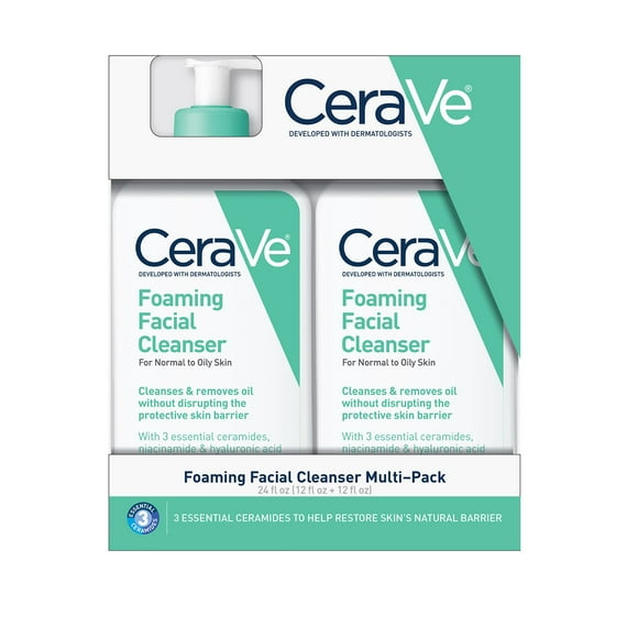 CeraVe Foaming Facial Cleanser, Normal to Oily Skin, 12 fl. oz., 2 pk.