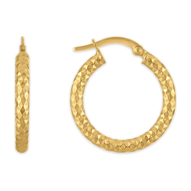 Diamond Cut Hoop Earrings in 14K Gold