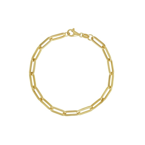High-Polish Paperclip Chain Bracelet in 14K Yellow Gold