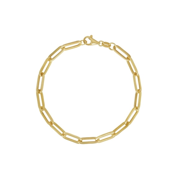High-Polish Paperclip Chain Bracelet in 14K Yellow Gold