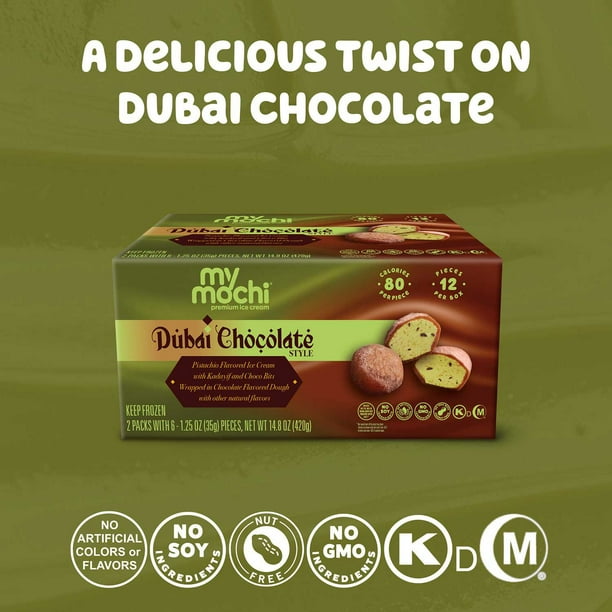 My/Mochi Ice Cream, Dubai Style Chocolate, Frozen, 14.8 oz