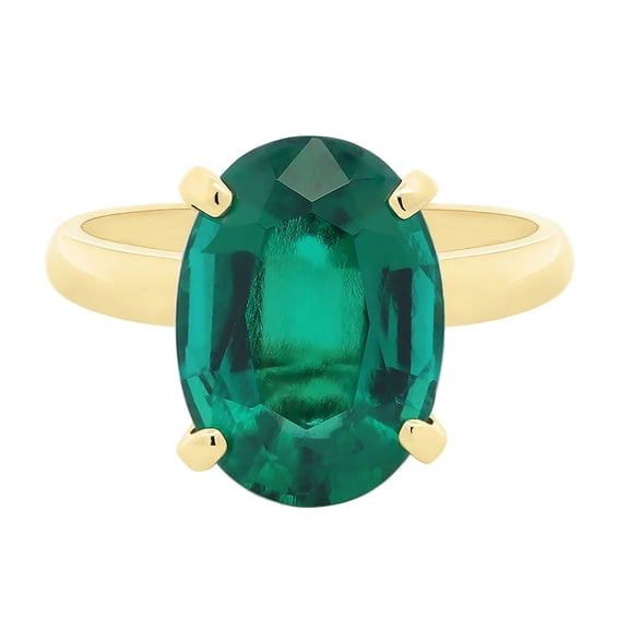 Solitaire Oval Gemstone Ring in 14K Gold