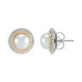 thumbnail image 5 of Freshwater Cultured 8-9.5mm Halo Pendant Necklace & Stud Earring Set in 14K Gold & Sterling Silver, 5 of 11