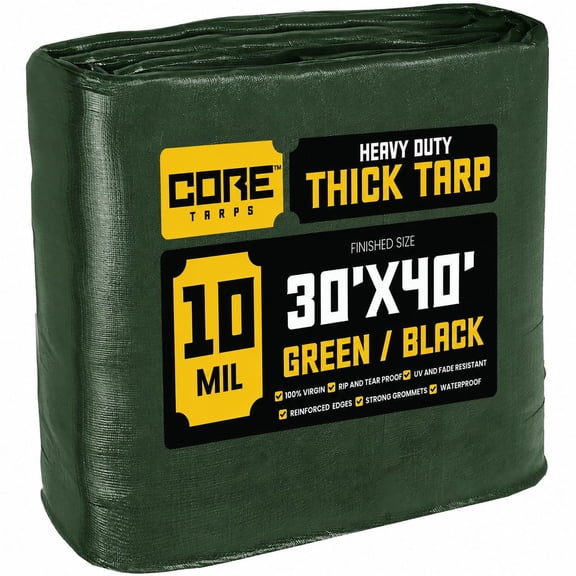 Heavy Duty 30' x 40' Tarp Cover, Waterproof, UV Resistant, Rip and Tear Proof, Poly Tarpaulin with Reinforced Edges for Roof, Camping, Patio, Pool, Boat, Assorted Mil & Colors