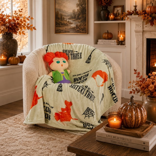 Licensed Hocus Pocus 2-Piece Pillow Buddy and Silk Touch Throw Set