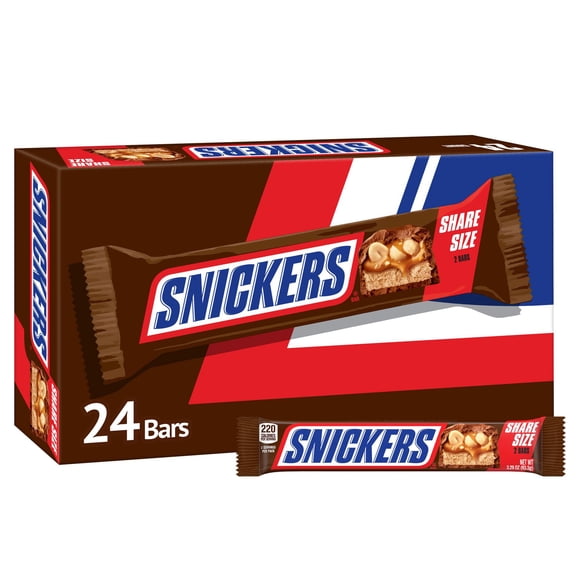 SNICKERS Milk Chocolate Candy Bars, Share Size, 3.29 oz., 24 pk.
