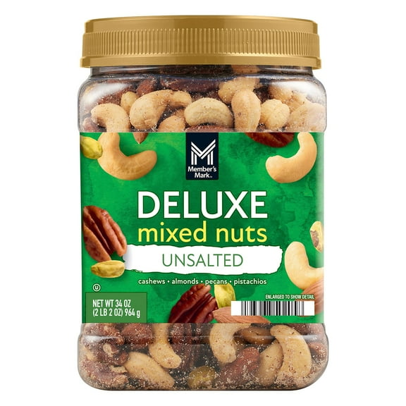 Member's Mark Unsalted Deluxe Mixed Nuts, 34 oz.