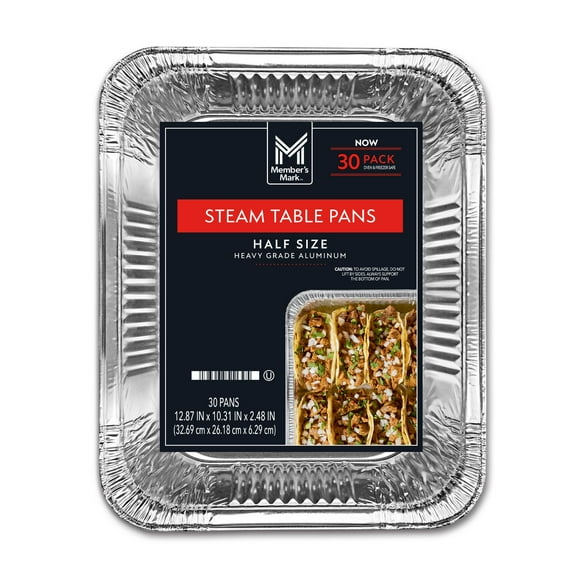 Member's Mark Half Size Aluminum Steam Table Pans, 30 ct.