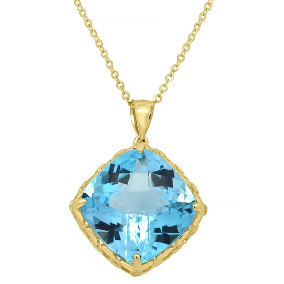 Solitaire Gemstone Pendant Necklace in 14K Gold