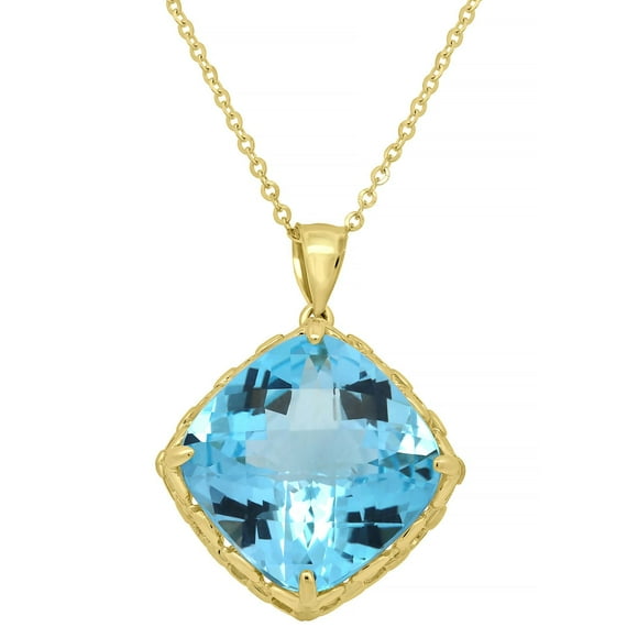 Solitaire Gemstone Pendant Necklace in 14K Gold