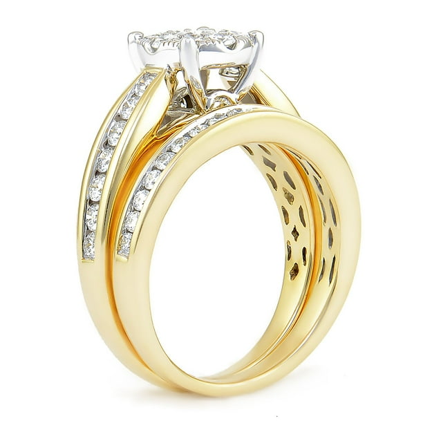 1.29 CT. T.W. Diamond Composite Wedding Ring Set in 14K Gold