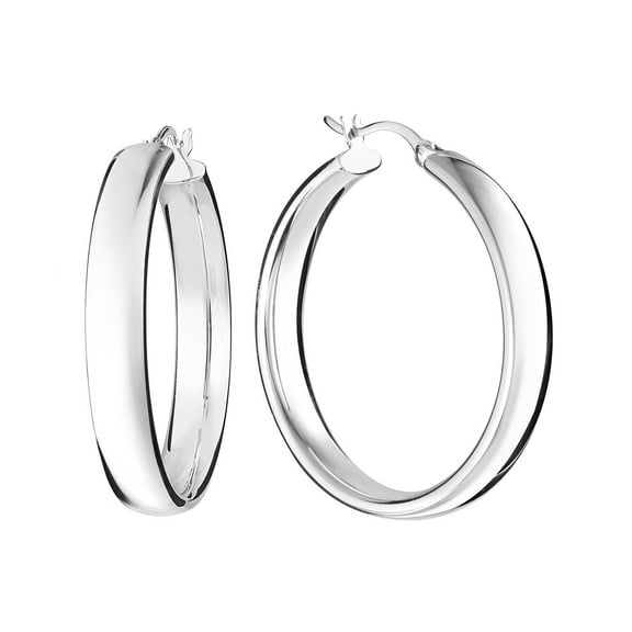 Wedding Band Style Hoop Earrings in Sterling Silver