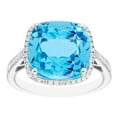 thumbnail image 1 of Cushion Cut Gemstone & 0.21 CT. T.W. Halo Diamond Ring in Sterling Silver, 1 of 5
