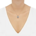 thumbnail image 4 of Cushion Cut London Blue Topaz & 0.25 CT. T.W. Diamond Double Halo Pendant Necklace in 14K Gold, 4 of 7