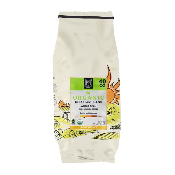 Member's Mark Organic Breakfast Blend Whole Bean Coffee, 40 oz.
