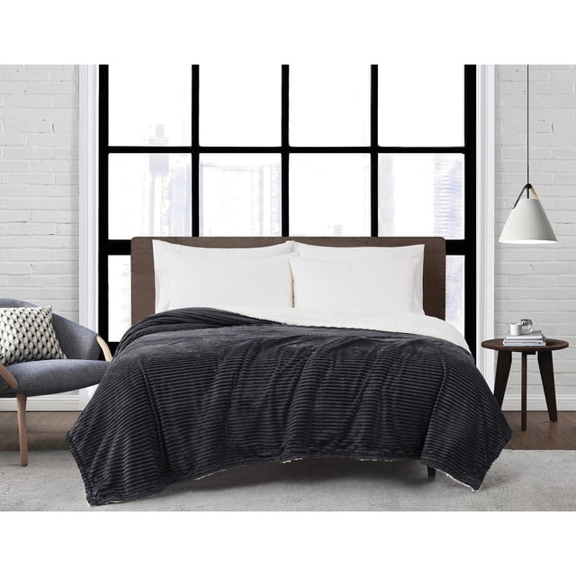 London Fog Plush Corduroy Bed Blanket, Assorted Sizes