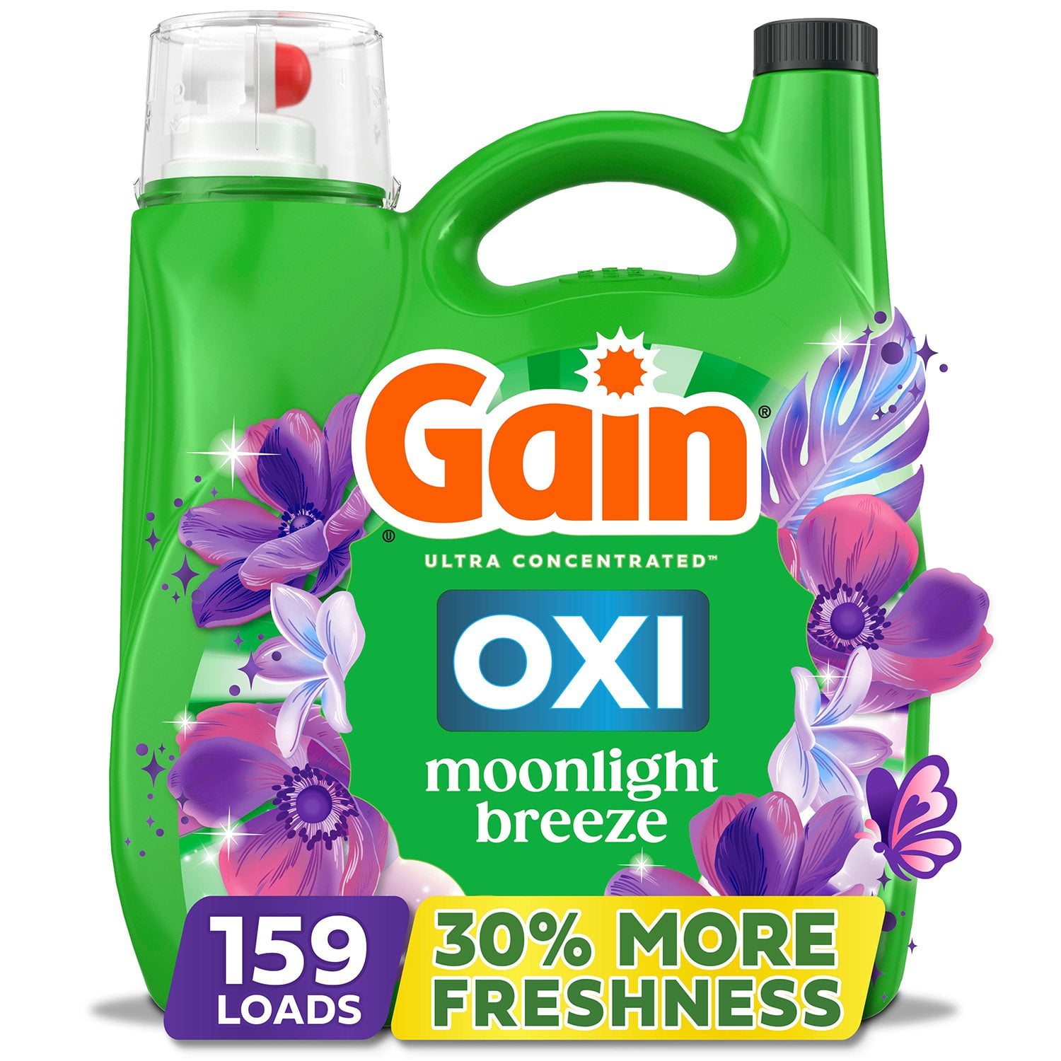 Gain + Oxi Liquid Laundry Detergent, Moonlight Breeze, 159 Loads, 170 fl. oz.