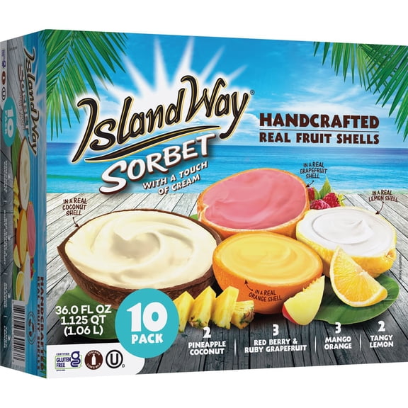 Island Way Handcrafted Assorted Fruit Sorbet, Frozen, 10 ct.