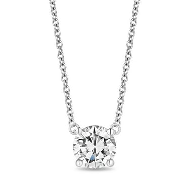 Round Cut Diamond Solitaire Necklace in 18K Gold