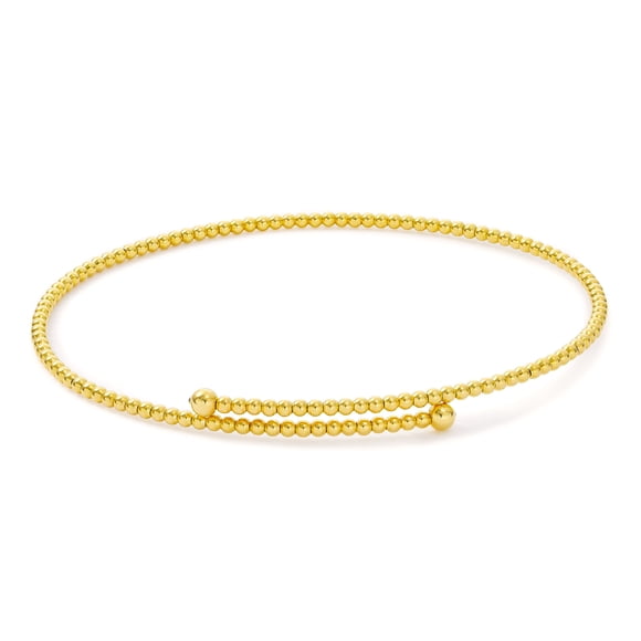 High Polished Bead Flex Bangle in 14K Gold
