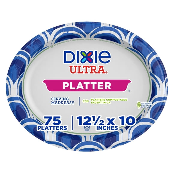 Dixie Ultra Disposable Paper Platters, 12.5" x 10", 75 ct.