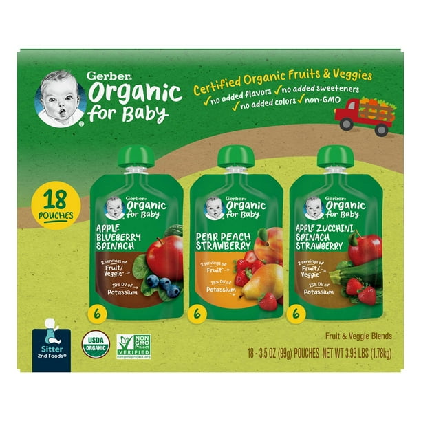 Gerber Organic 2nd Foods Pouch Variety Pack, 18 ct