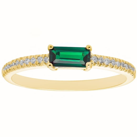 Baguette Cut Gemstone and 0.10 CT. T.W. Diamond Ring in 14K Gold