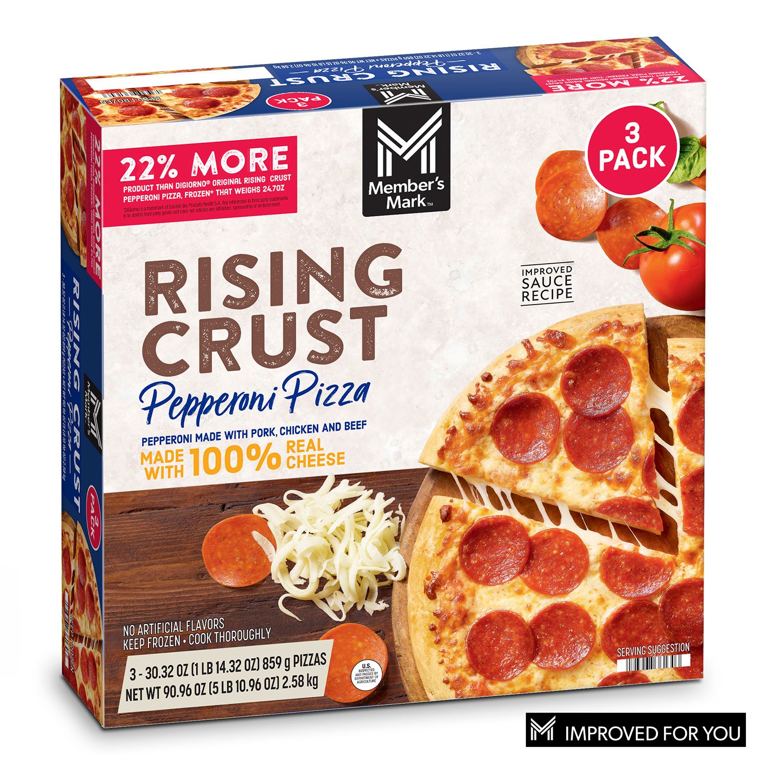 Member s Mark Rising Crust Pepperoni Pizza Frozen 3 Pk Samsclub