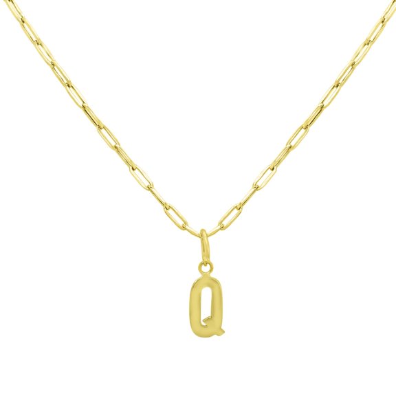 Initial Paperclip Chain Pendant Necklace in 14K Gold
