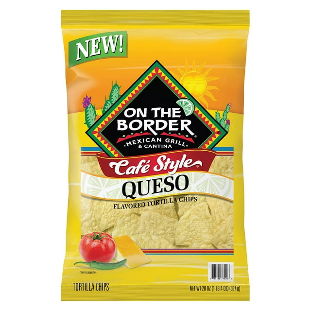 On The Border Café Style Queso Flavored Tortilla Chips, 20 oz.