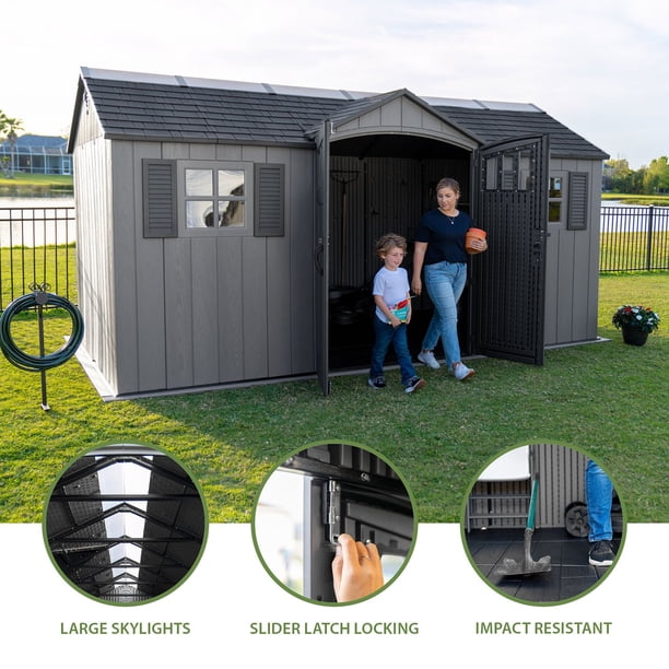 Lifetime 15' x 8' Dual Entry Outdoor Storage Shed, Gray - Samsclub.com