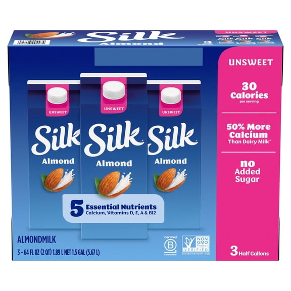 Silk Unsweetened Original Almond, 64 fl. oz., 3 pk.