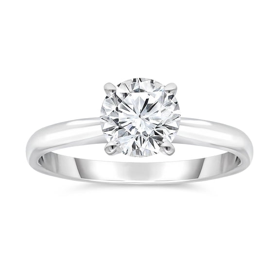 Lab Created Diamond Round Cut Solitaire Ring In 18K Gold