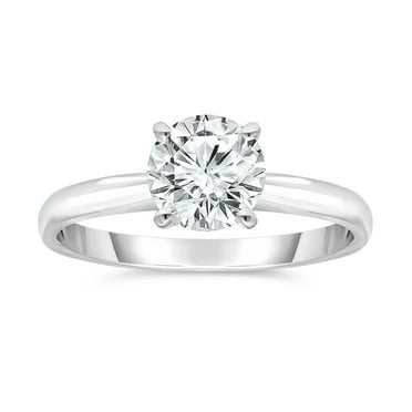 Lab Created Diamond Round Cut Solitaire Ring In 18K Gold